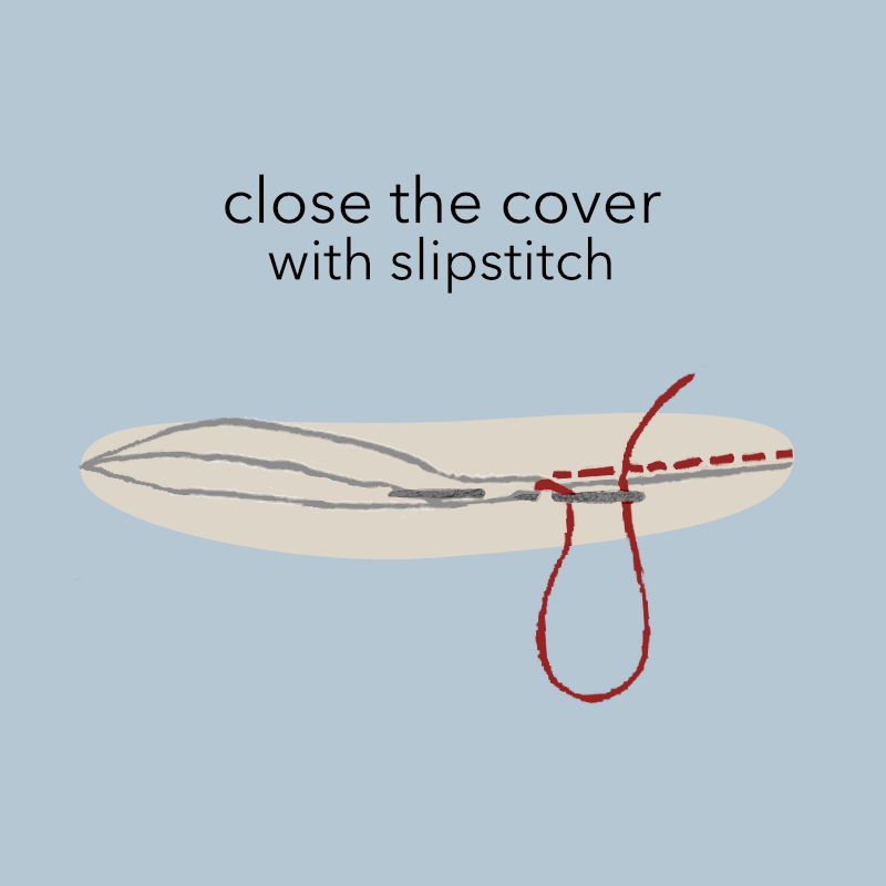 close the cover of your shoulder pads with slipstitching