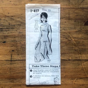 1457 front mail order #1-457; circa 1964; women 12; bust 32"; playsuit; paper sewing pattern - front