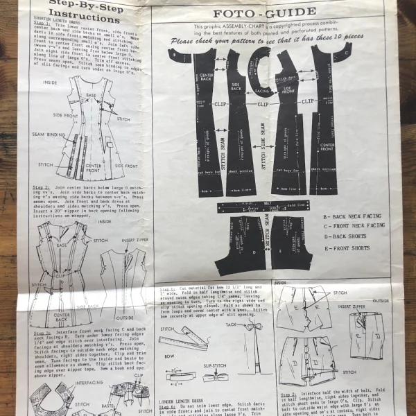 mail order #1-457; circa 1964; women 12; bust 32"; playsuit; paper sewing pattern - instruction2