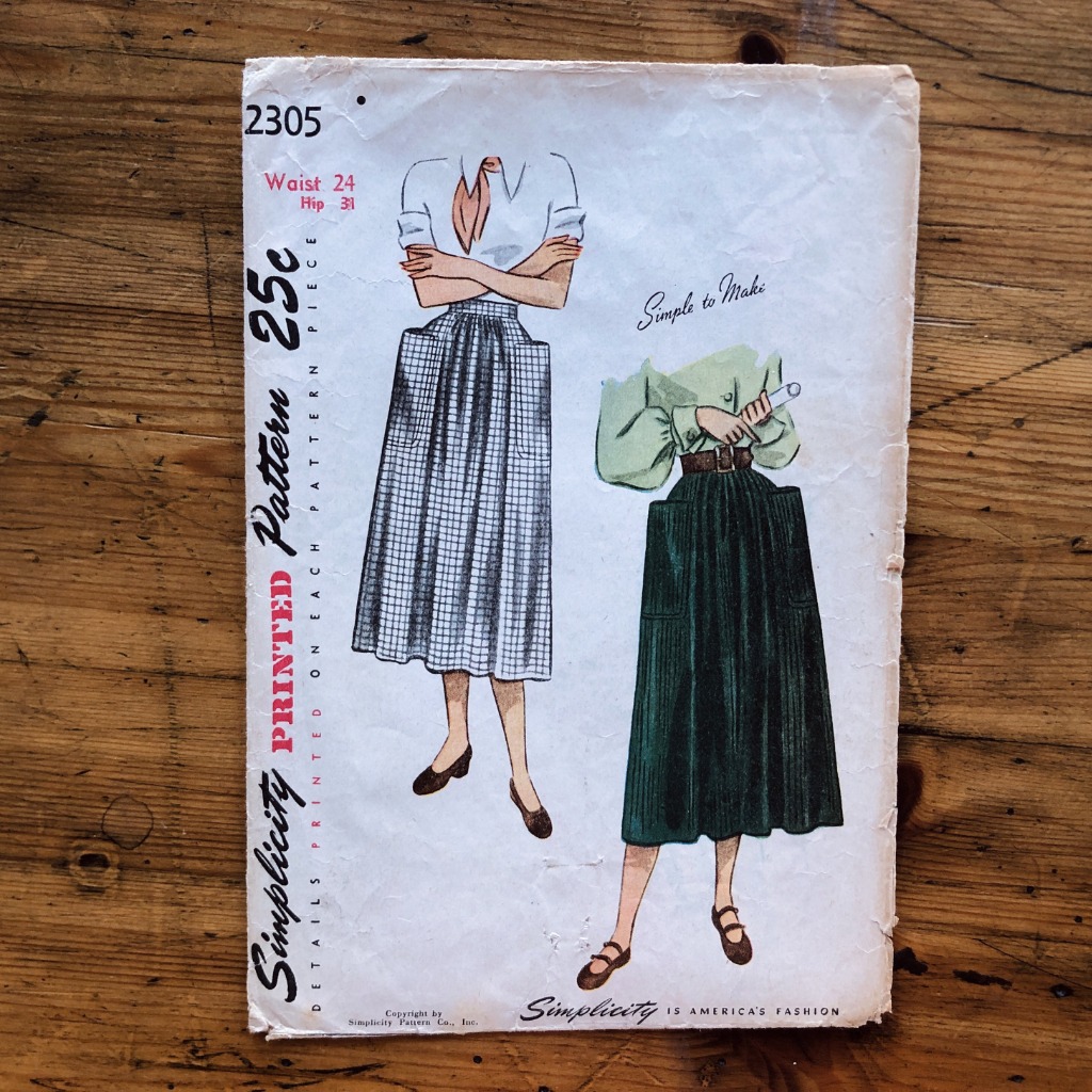 simplicity 2305; ©1948; waist 24": dirndl skirt; paper sewing pattern - cover