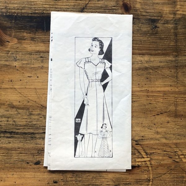 bias frock pattern; mail order #581; circa 1937; miss 16; bust 34"; bias frock paper sewing pattern - cover