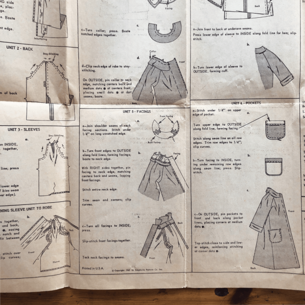 60s simplicity 5982 vintage housecoat dress pattern instruction