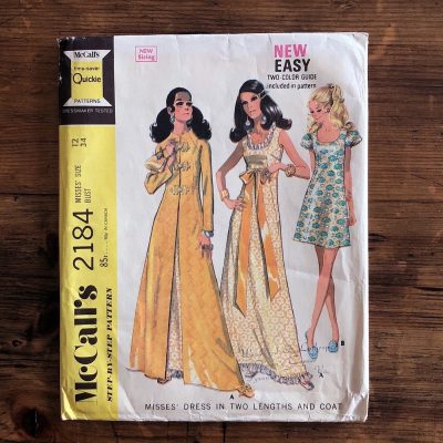 mc call's 2184; ©1969; miss 12; bust 34": evening set; paper sewing pattern - envelope front