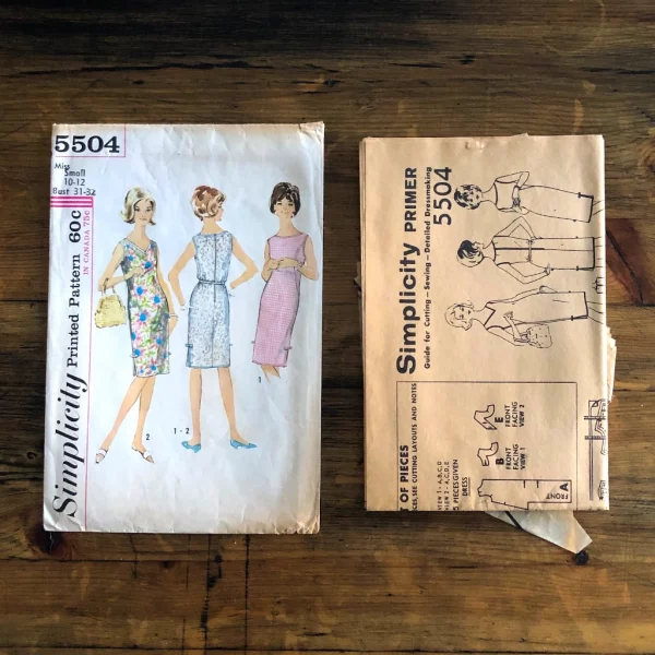 S5504instruction simplicity #5504; ©1964; miss S; bust 31-2"; chemise dress; paper sewing pattern - instruction