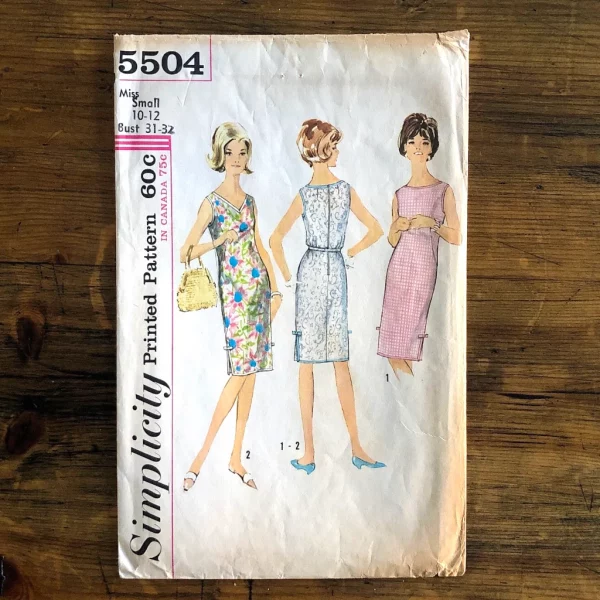 S550cover simplicity #5504; ©1964; miss S; bust 31-2"; chemise dress; paper sewing pattern - cover