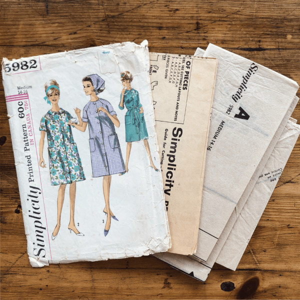 complete 60s simplicity 5982 vintage housecoat sewing pattern
