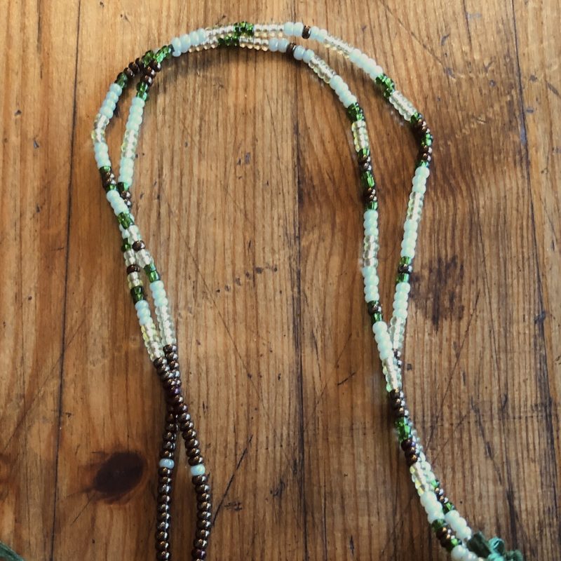 emerald silk beaded leila necklace - chain