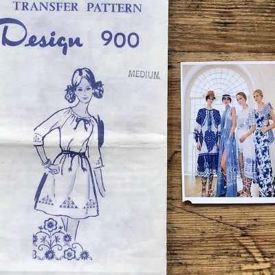 laura wheeler #900; circa 1968; m 14-16; bust 34-6"; peasant dress; paper sewing pattern - detail