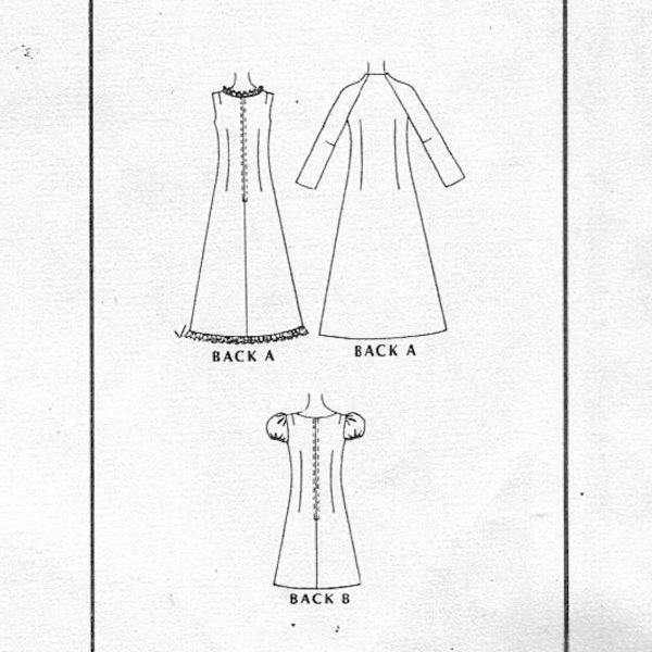 mc call's 2184; ©1969; miss 12; bust 34": mod evening set; paper sewing pattern - back view detail