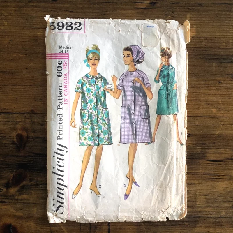 simplicity 5982; ©1965; womens M 14-16; bust 34-36"; housedress; paper sewing pattern - cover