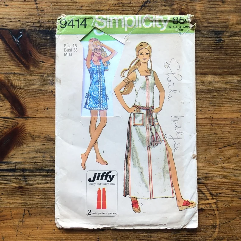 simplicity #9414; ©1971; miss 16; bust 38"; pool dress; paper sewing pattern - cover