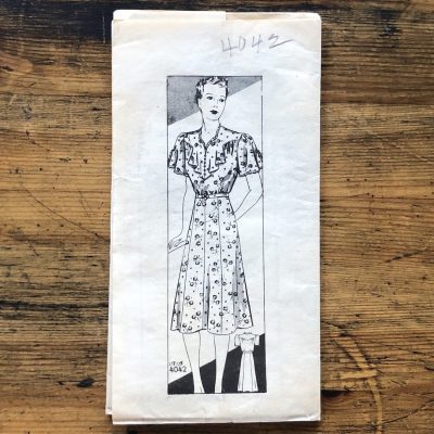 anne adams 4042; circa 1935; womens; bust 36": jabot frock; paper sewing pattern - style