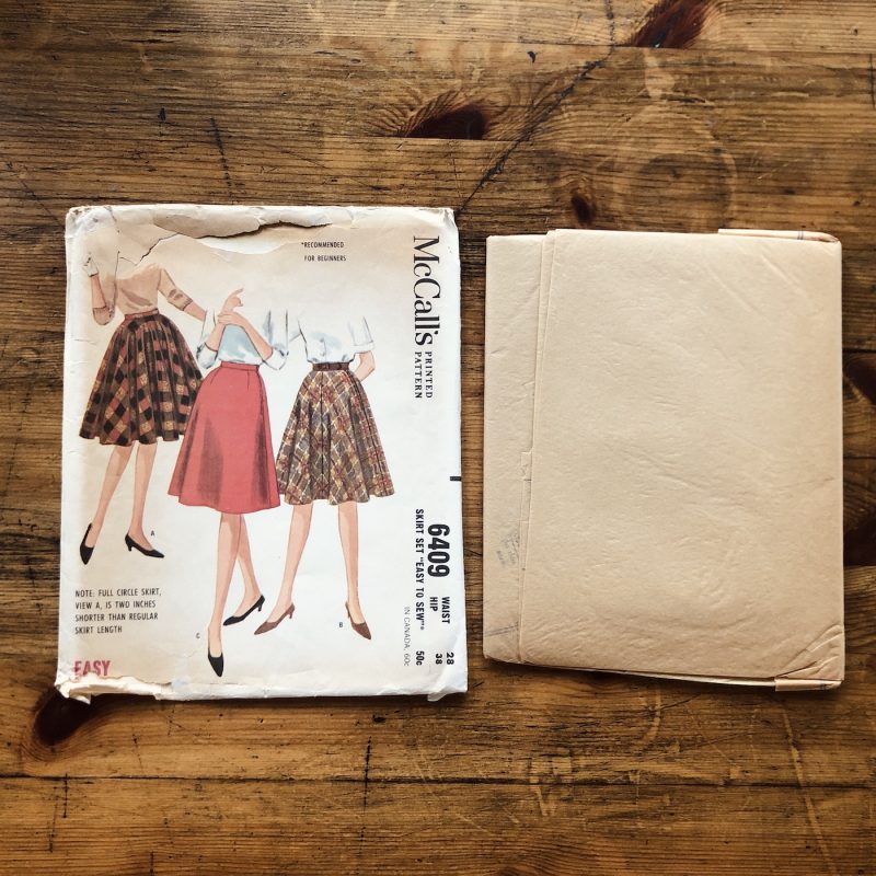 mccall's 6409; ©1962; miss; waist 28"; skirt set; paper sewing patterns - pieces factory