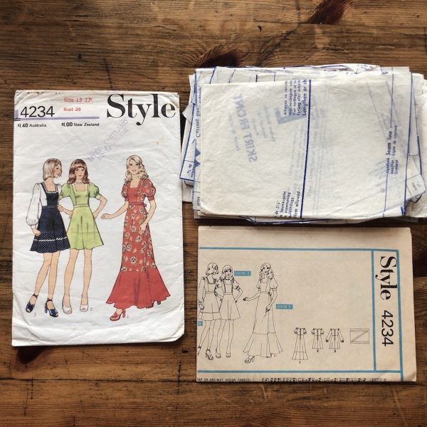 style 4234; ©1973; bust 35; jr petite 13: prairie dress; paper sewing pattern - all
