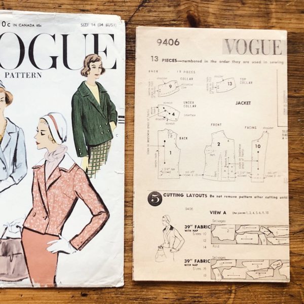 v9406instruction vogue 9406; ©1958; woman 14; bust 34: short coat & jacket pattern - instruction