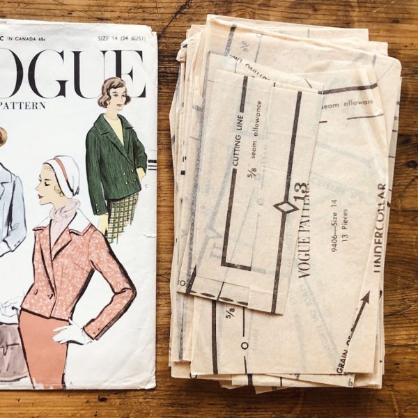 v9406pieces vogue 9406; ©1958; woman 14; bust 34: short coat & jacket pattern - pieces
