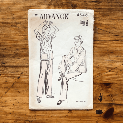 vintage pyjama pattern 40s advance 4546 cover