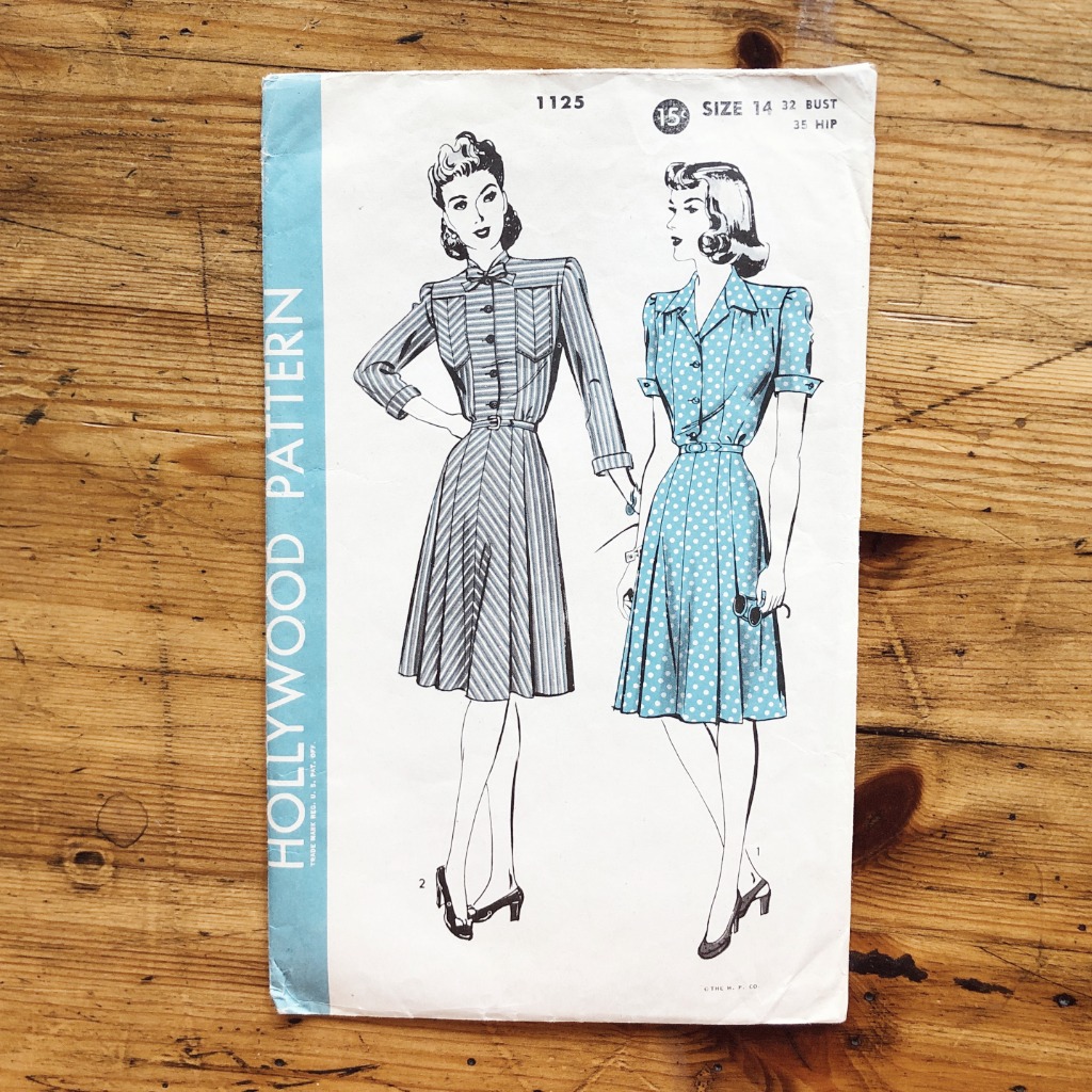 vintage 40s military style dress illustration Hollywood #1125