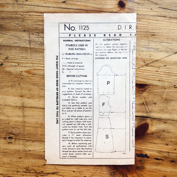 40s dress pattern Hollywood 1125_instruction vintage 40s WWII utility dress instruction Hollywood #1125
