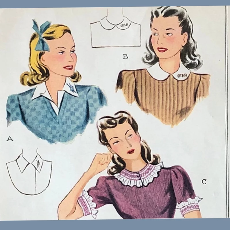 unused 1941 cute sweater accessory original 40s paper sewing pattern with transfer mccall #853 detail