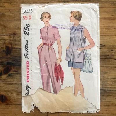 1950 Beach Comber Original 50s Resort Paper Sewing Pattern Simplicity #3223 Bust 34"/86cm · cover