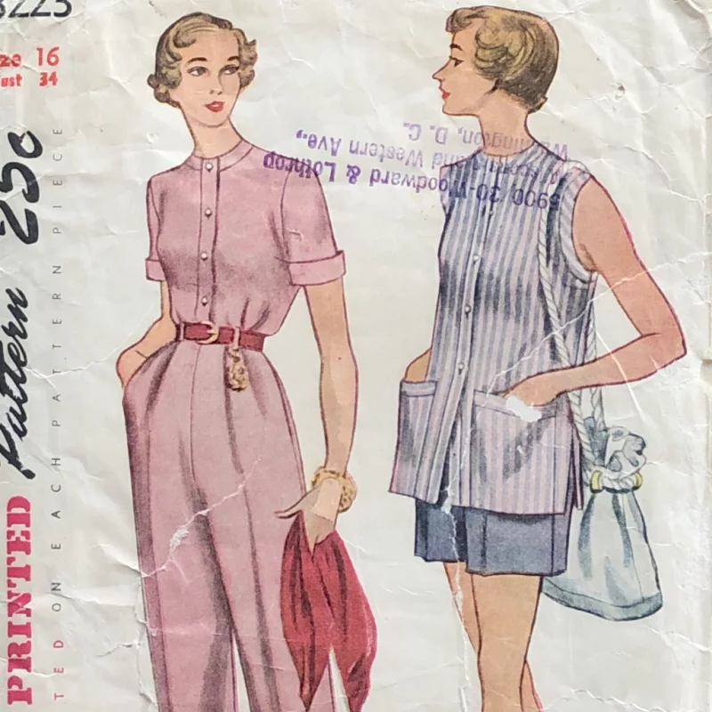 1950 Beach Comber Original 50s Resort Paper Sewing Pattern Simplicity #3223 Bust 34"/86cm · detail