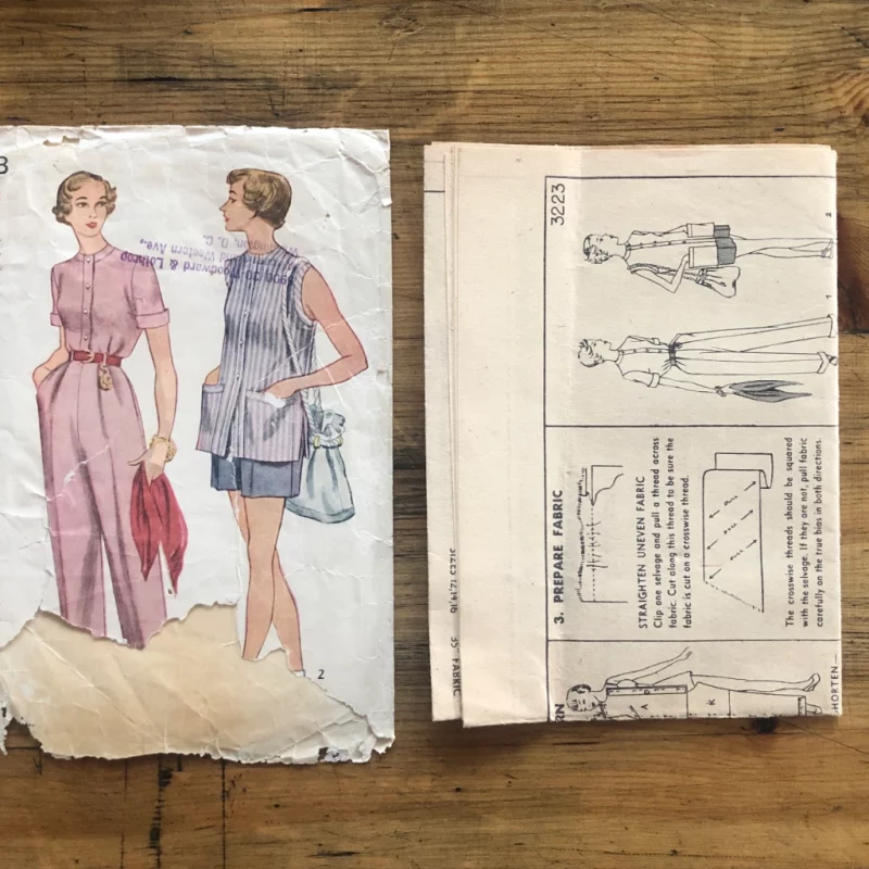 1950 Beach Comber Original 50s Resort Paper Sewing Pattern Simplicity #3223 Bust 34"/86cm · instruction
