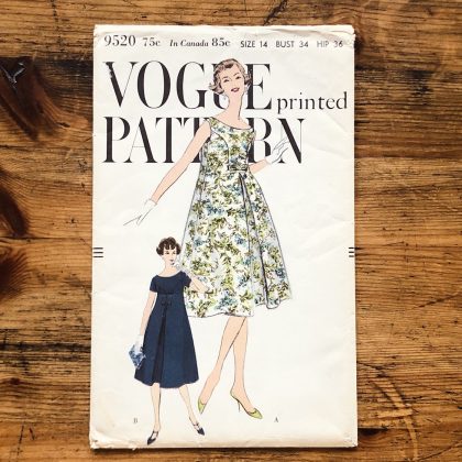 vogue 9520; ©1958; woman 14; bust 34: party dress; paper sewing pattern - cover