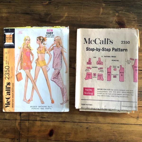 McCall’s #2350;©1970; Bust 32.5"; Barbie Beach Pattern; Bikini, Bell bottoms & Poncho Paper Sewing Pattern - instruction