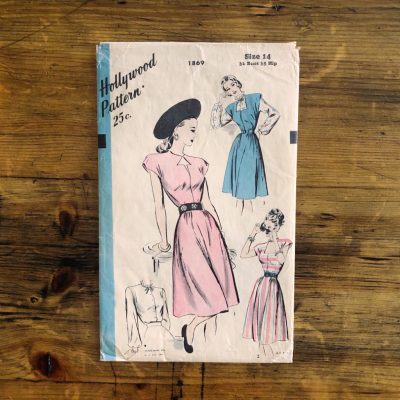 40s noir dress + blouse pattern envelope cover from hollywood