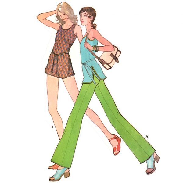 factory fold 1972 knitwear incl. swimsuit, top & bell-bottoms original 70s sports paper sewing pattern McCall’s #3173 B34”/ 86cm - detail