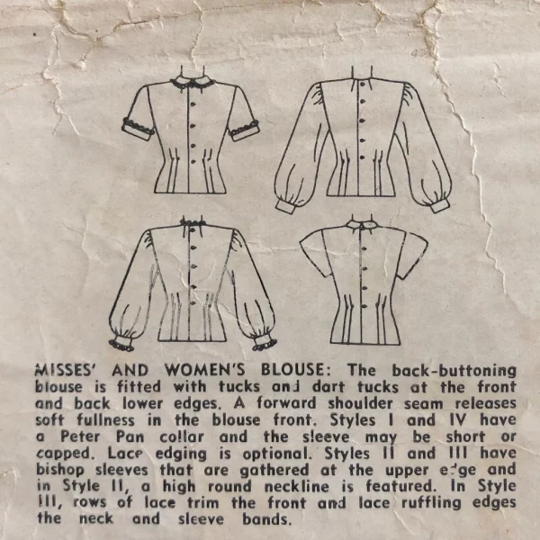 s1906_back_detail s1906 button-back blouse pattern |聽envelope back detail