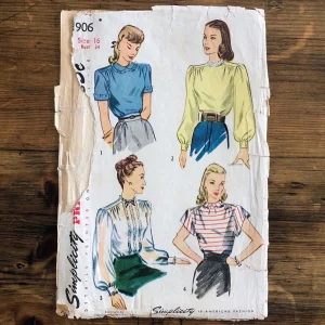 s1906_cover simplicity 1906; ©1946; miss 16; bust 34"; button-back blouse pattern - cover