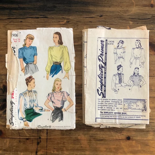 s1906_instruction simplicity 1906; 漏1946; miss 16; bust 34"; noir blouse pattern - instruction