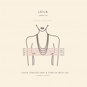 leila necklace chain lengths vary from 24" to 30"