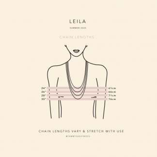leila necklace chain lengths vary from 24" to 30"