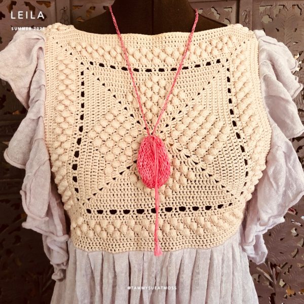 inspiration pink pure silk boho neckLace 04 on mannequin