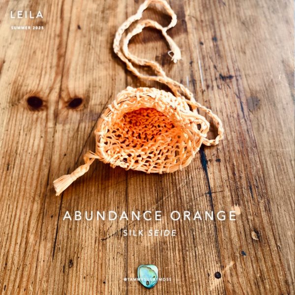 orange silk pure atmo woo Orange Silk & Gold Thread Amulet Bag Necklace