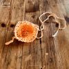 orange silk pure detail 3 woo Orange Silk & Gold Thread Amulet Bag Necklace