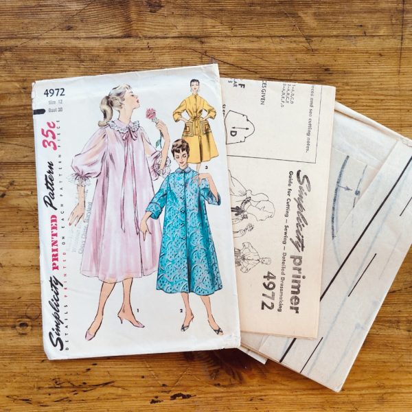 vintage negligee pattern 50s simplicity 4972 complete unused simplicity-4972-50s-negligee-pattern-complete