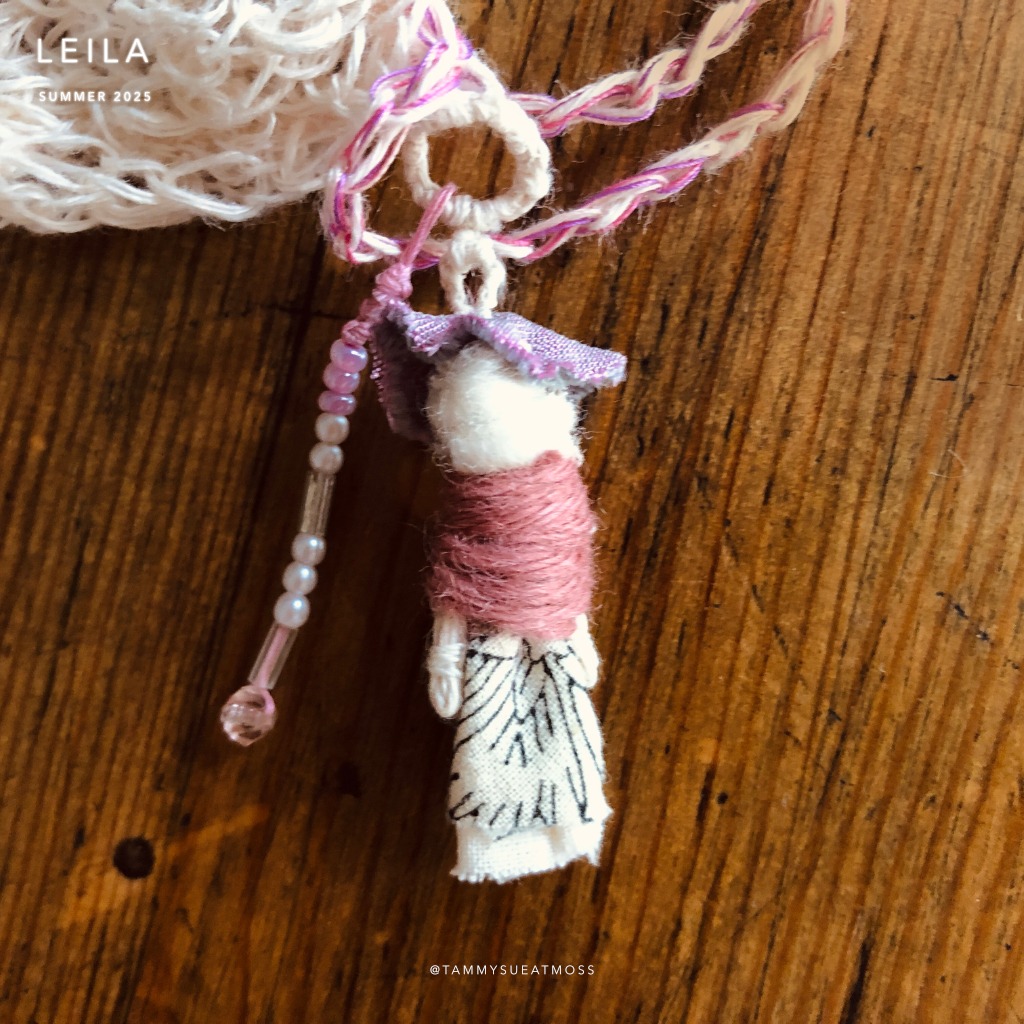 wish white trinket linen boho necklace trinket detail