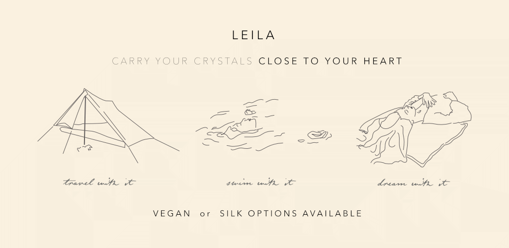 leila amulet bag necklace | wear crytsals close to your heart