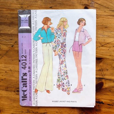 70s mccalls 4012 track suit pattern illustration
