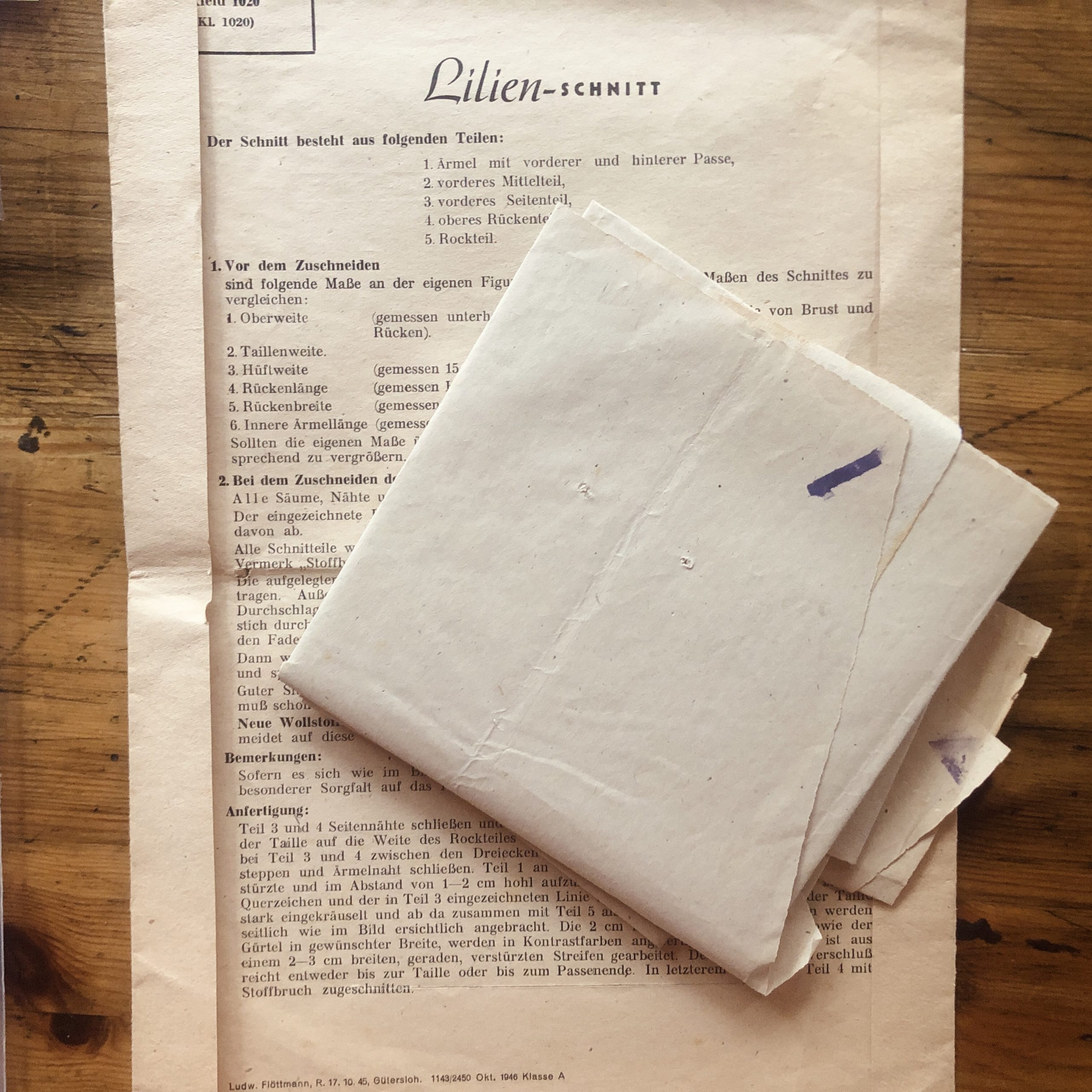 Lilienschnitt #1020 dress pattern german instruction