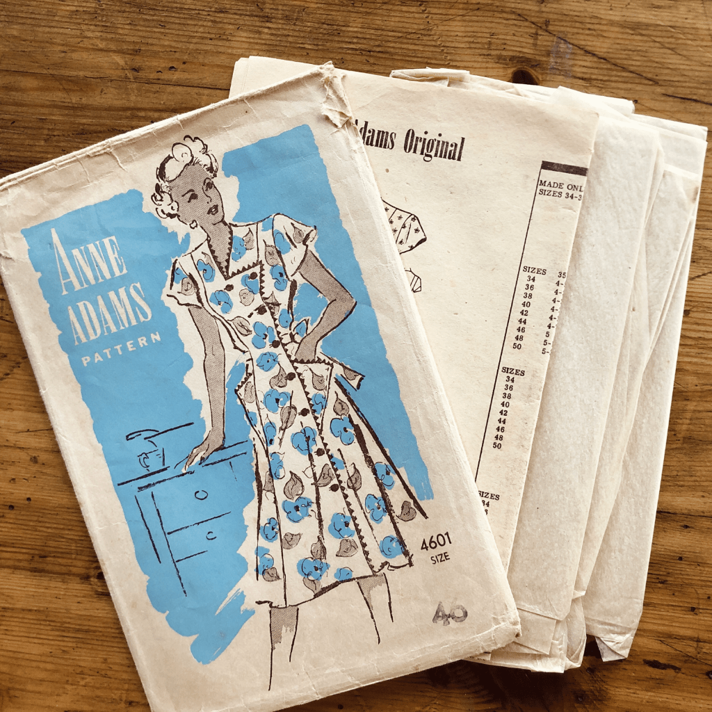 complete vintage house dress sewing pattern Anne Adams #4601 from 1948