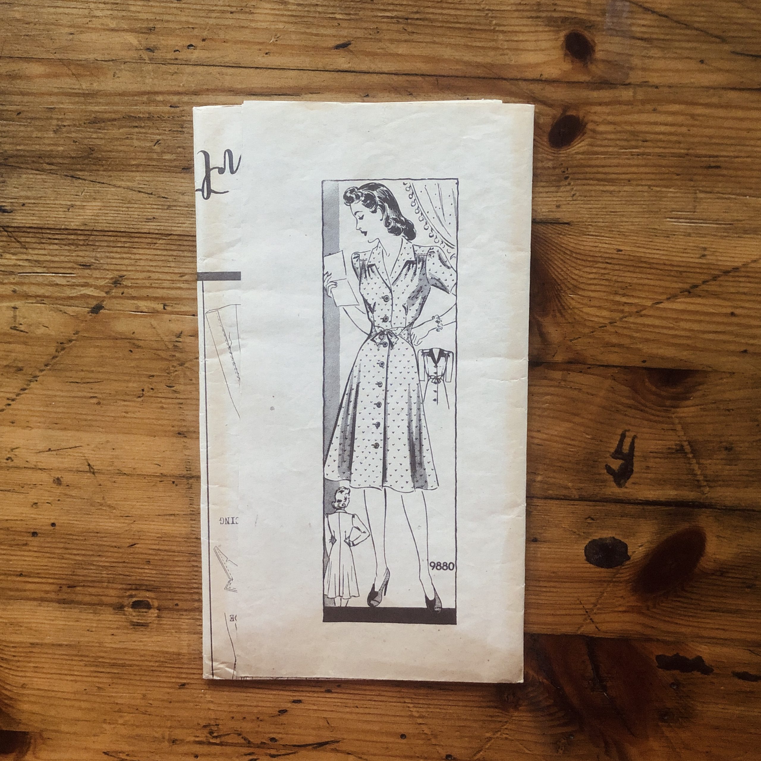 marian martin #9880 1940s dress pattern style