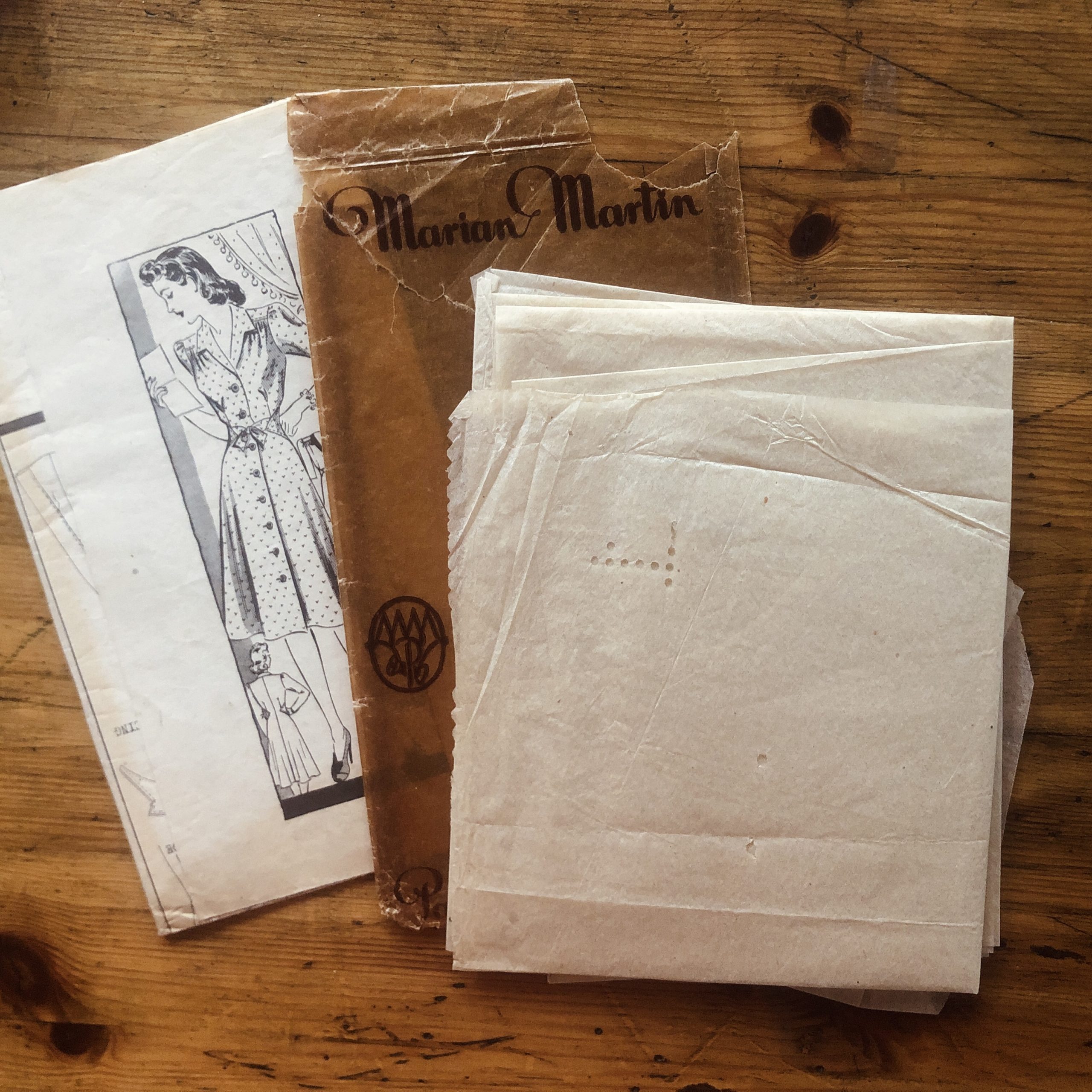 marian martin #9880 1940s dress pattern complete