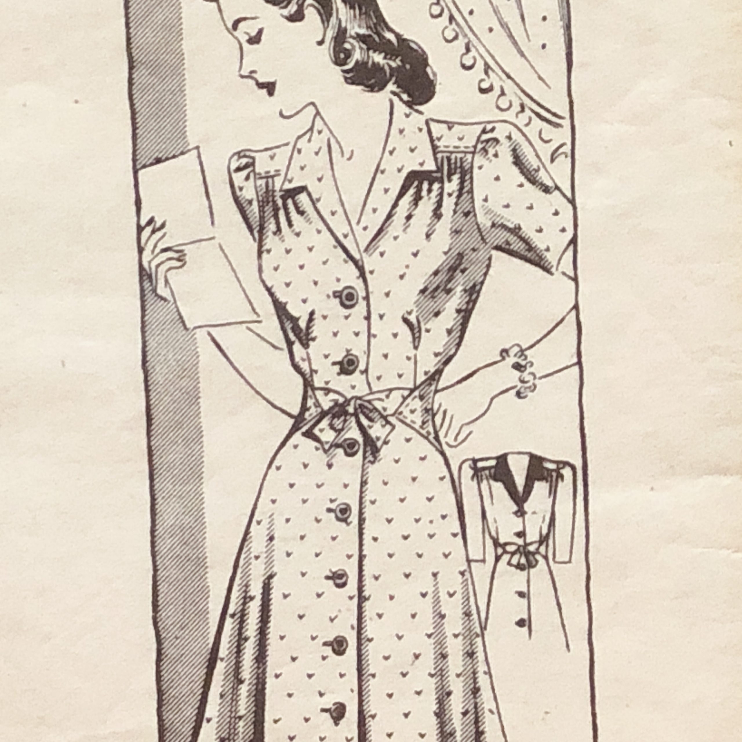 marian martin #9880 1940s dress pattern detail