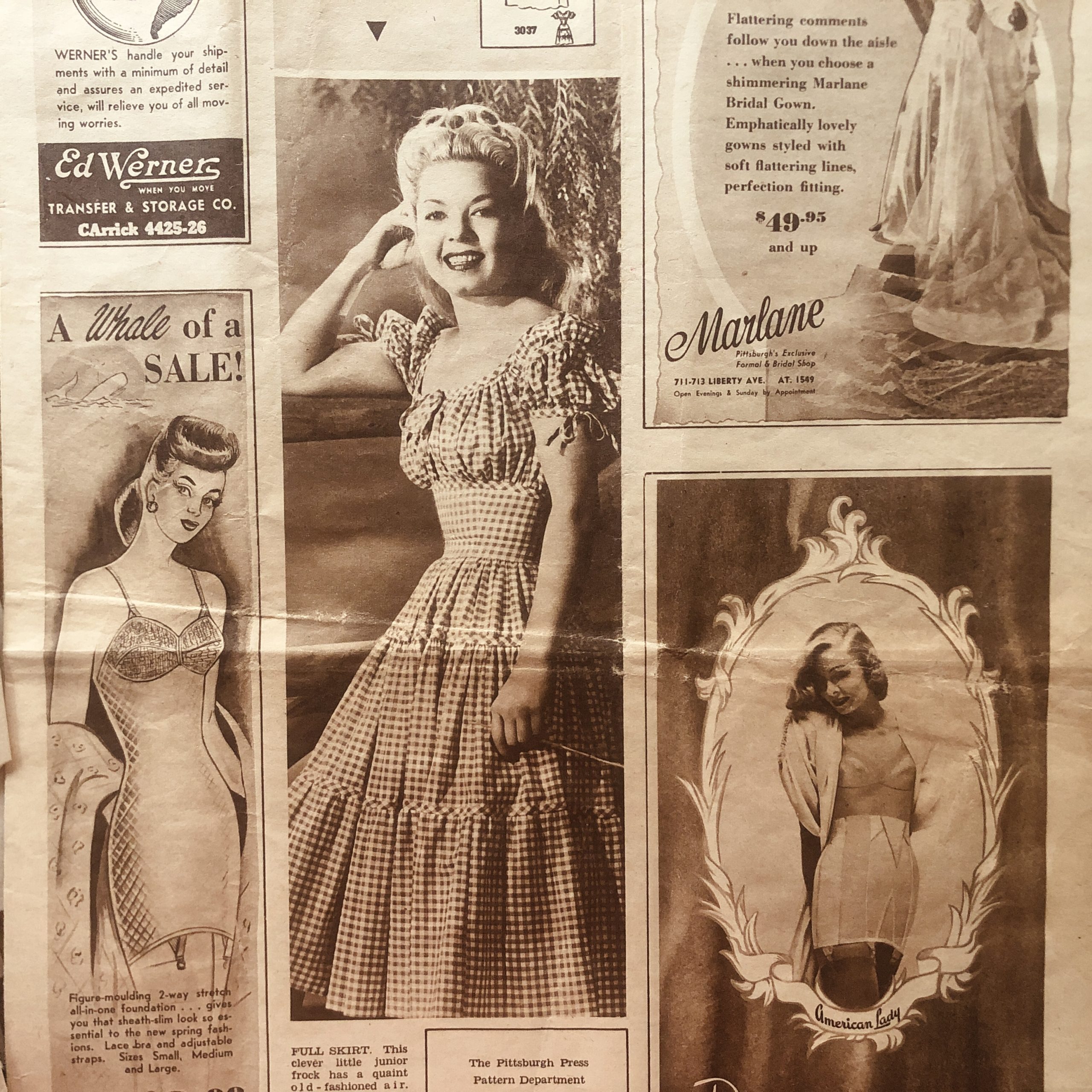 pittsburgh press #3037 mieder dress pattern advert