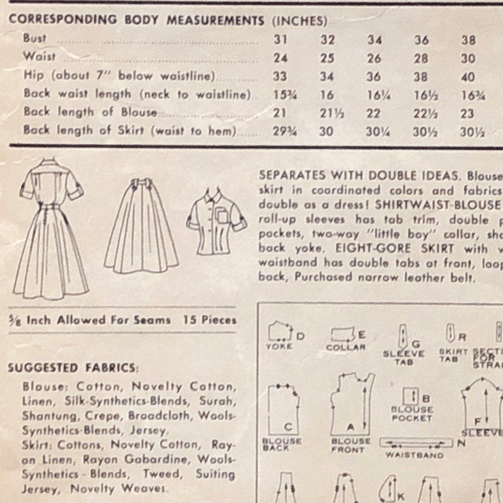 1957 advance 8413 coordinates pattern envelope detail